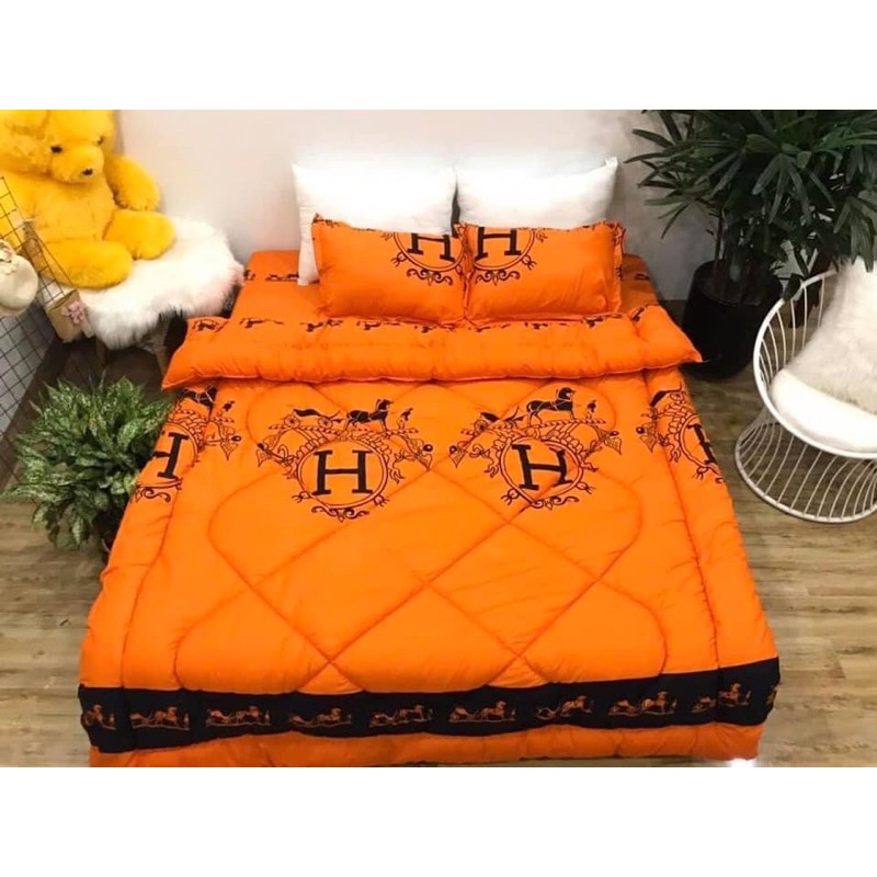 Trọn Bộ 5 món CHĂN PHAOLoạiChăn phao + Bộ ga gối + Vỏ gối ôm loại Hm, LV, chanel