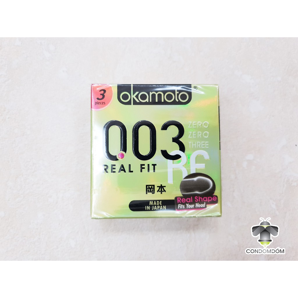 Bao cao su Okamoto 0.03 Real Fit cực siêu mỏng ôm sát hộp 3 chiếc