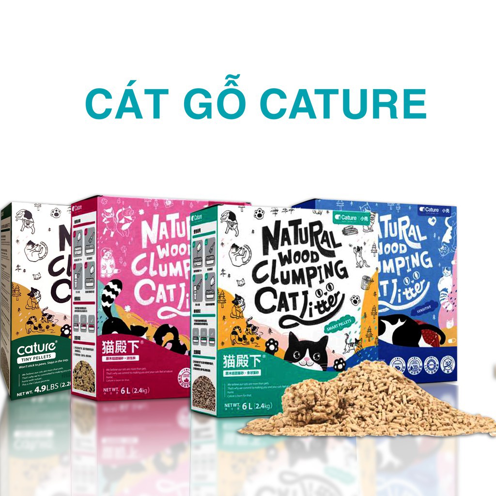 Cát gỗ vệ sinh cho mèo Cature-khử mùi ,siêu vón ,thấm hút nhanh,thơm lâu -hộp 2.4kg