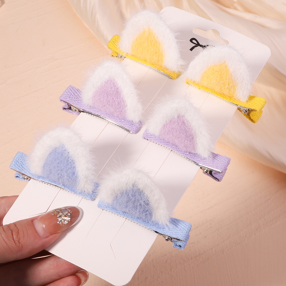 Set 2 kẹp tóc tai mèo RAINBOW BOWS bằng lông nhung mềm mại dễ thương dành cho bé gái