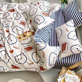 Bộ Drap - Chăn Phao Cotton Poly Gấu Béo