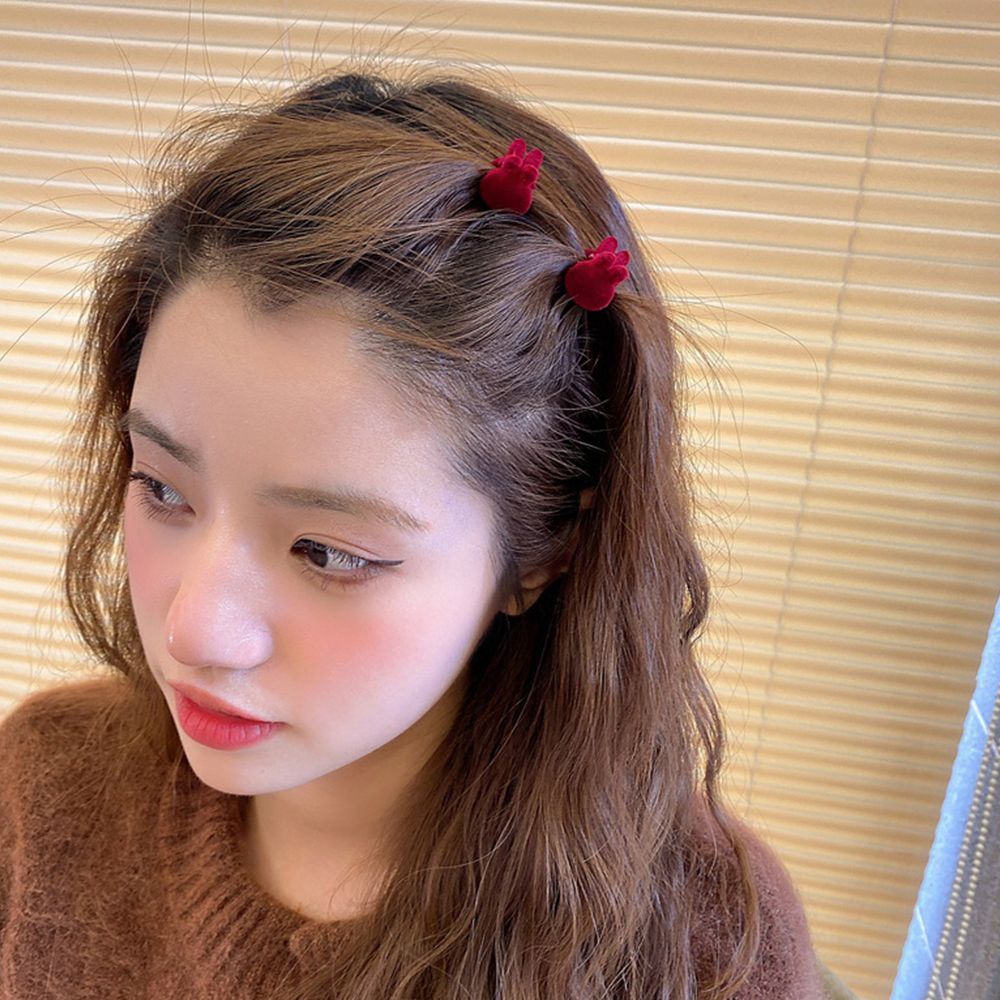 Kẹp tóc vải nhung hình trái tim nhỏ dễ thương đáng yêu phong cách Hàn Quốc cho nữ