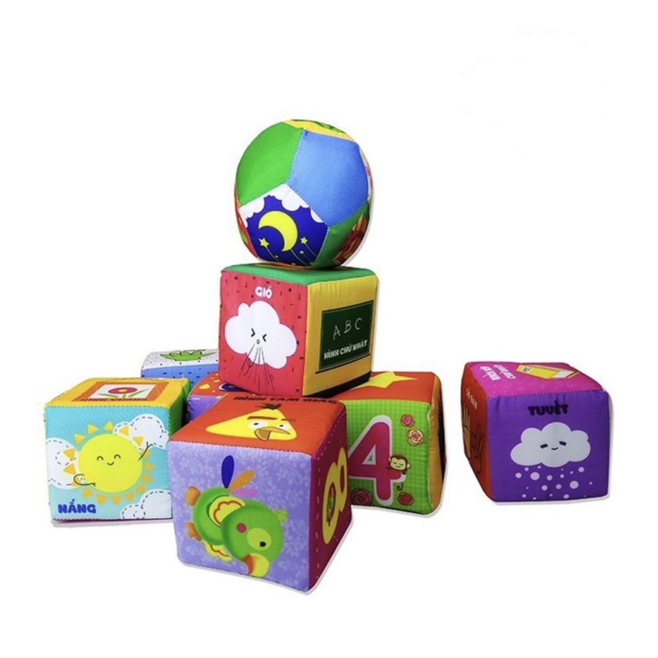 Đồ Chơi vải Cho Bé Xếp hình bằng vải 9 chi tiết cho bé từ 6 tháng tuổi Đồ chơi giáo dục OBC