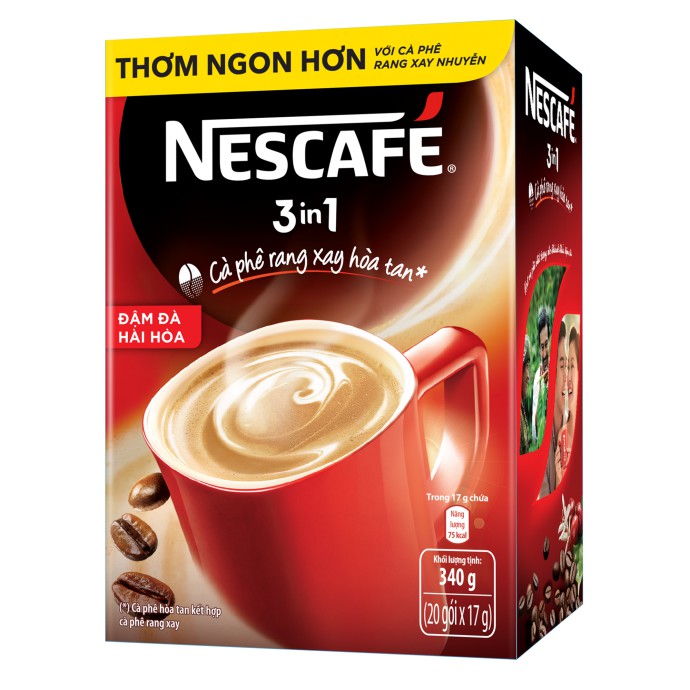 Hộp 20 Gói Cà Phê Sữa Hòa Tan 3 in 1 NESCAFE Cà Phê Rang Xay Hòa Tan 17g