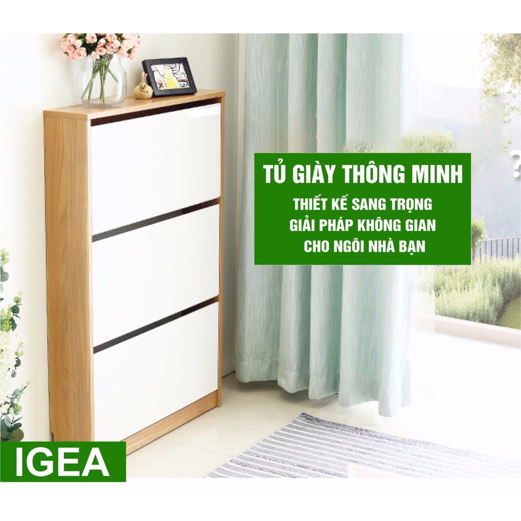 Tủ Giày Thông Minh Nhà Xinh màu Trắng - Vân Gỗ.GP20.1