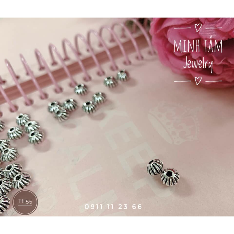 Charm bạc hình phồng khắc khía bạc 925-Minh Tâm Jewelry