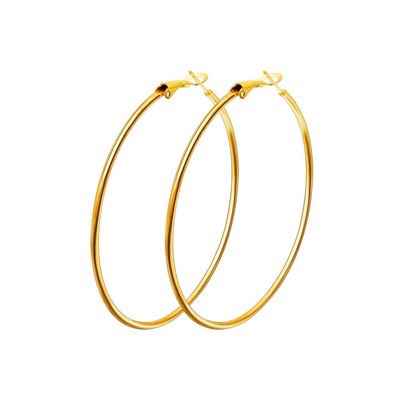 Ins Contracted Hyperbole Gold Silver Earrings Metal Big Circle Smooth Large Ring Hoop Earrings