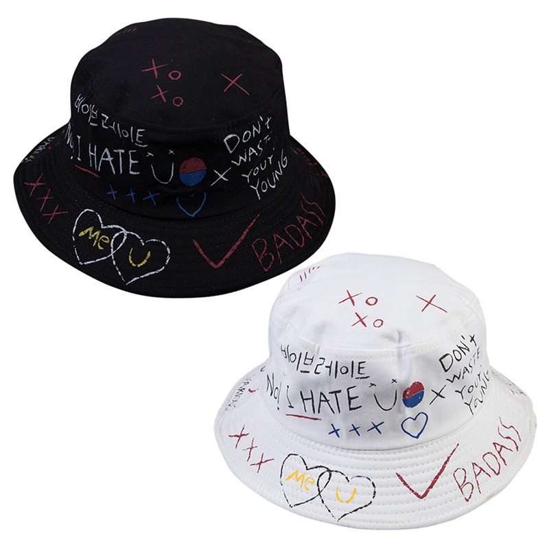 Nón Bucket hoạ tiết chữ in phong cách mùa hè cho phái nữ