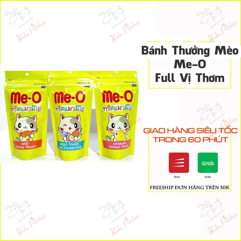 Bánh Thưởng Cho Mèo Me-O Gói 50G - 3 Vị Cá Hồi, Cá Ngừ, Tôm - Bobo Pet Shop Hà Nội