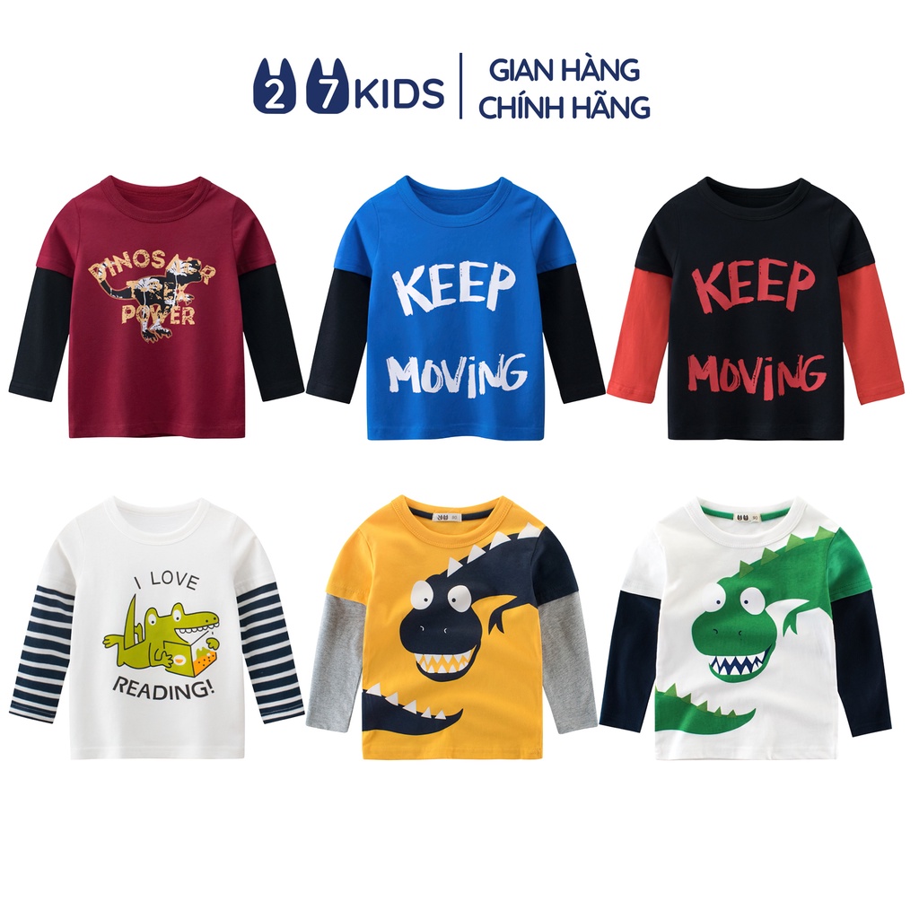Áo thun dài tay bé trai 27Kids áo thu đông nam 100% Cotton cho trẻ từ 2-10 tuổi BLTS5