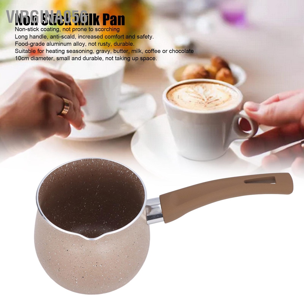 Nồi Hâm Nóng Cà Phê / Sữa Mini Bằng Hợp Kim Nhôm Không Dính Chống Bỏng Có Tay Cầm