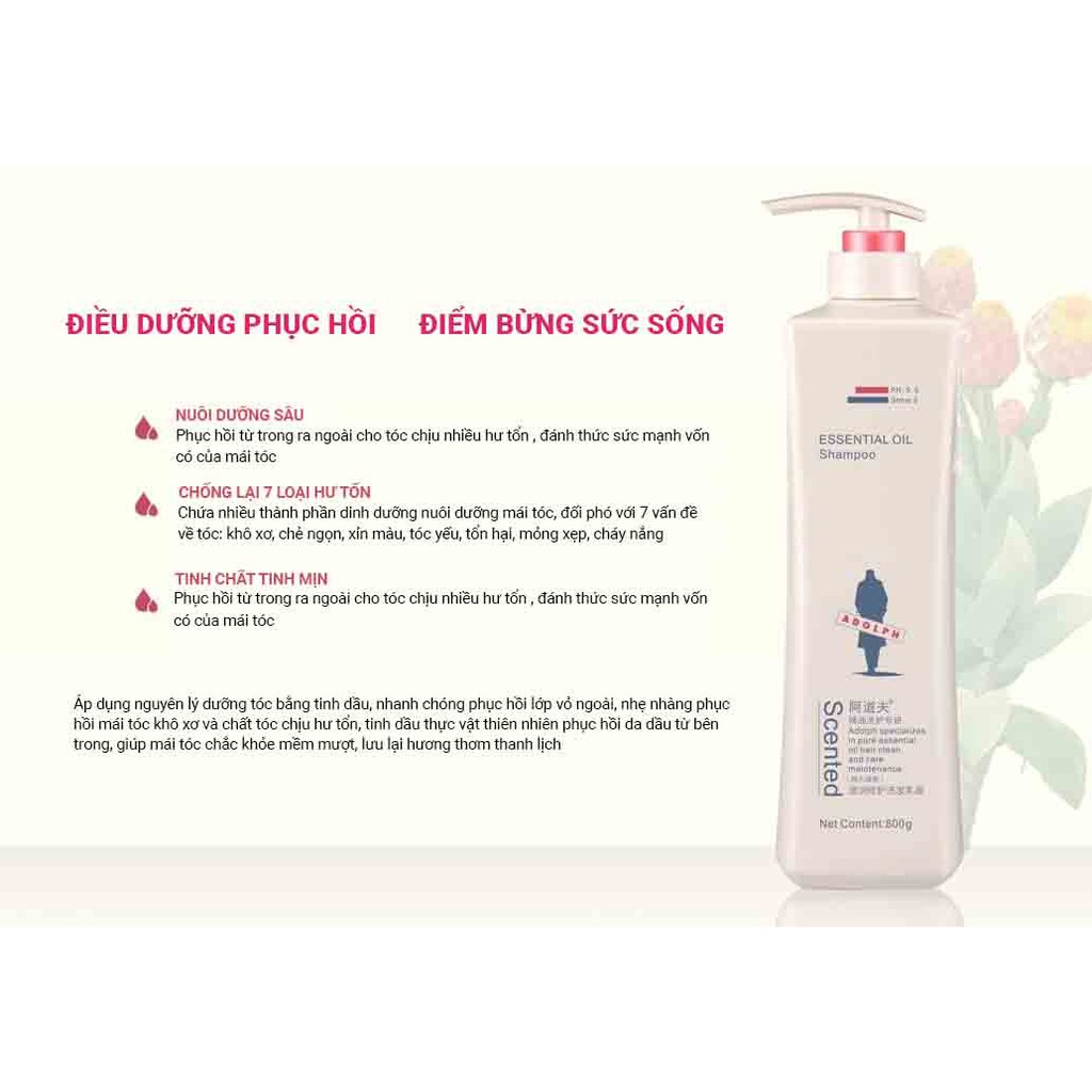 Combo 10 gói Dầu gội mềm mượt phục hồi tóc hư tổn Adolph Smooth & Silky Shampoo | BigBuy360 - bigbuy360.vn