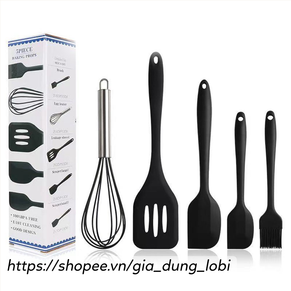 Bộ dụng cụ làm bánh silicone 5 món, đồ làm bếp nấu ăn tiện dụng