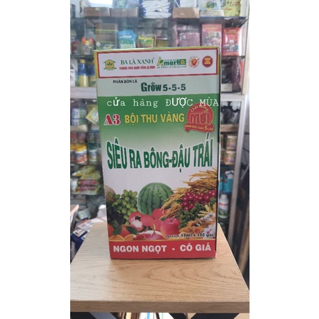 bán sỉ - hộp 100 gói phân bón siêu ra hoa đậu trái - thương hiệu Ba lá Xanh.