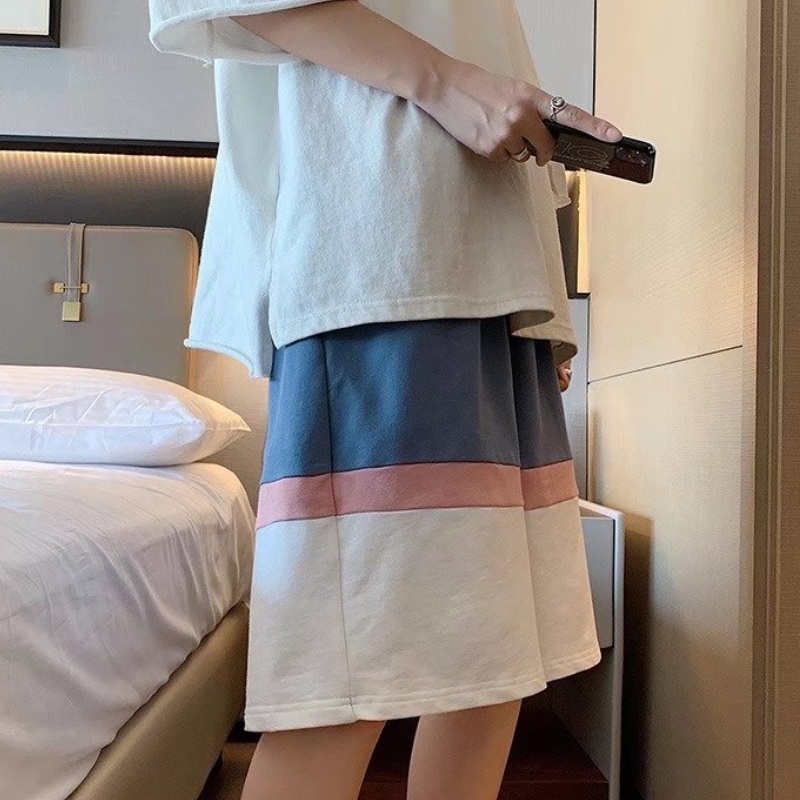 【M-3XL】Quần Short Bóng Rổ Dáng Rộng Phối Màu Sắc Tương Phản Phong Cách Hàn Quốc Thời Trang Mùa Hè Cho Nam Size M-3XL