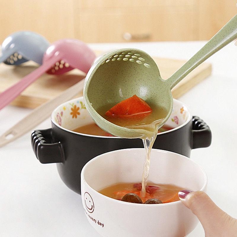 Muỗng Múc Canh Tay Cầm Dài Bằng Sợi Lúa Mì Hai Trong Một Đa Năng Dành Cho Nhà Bếp