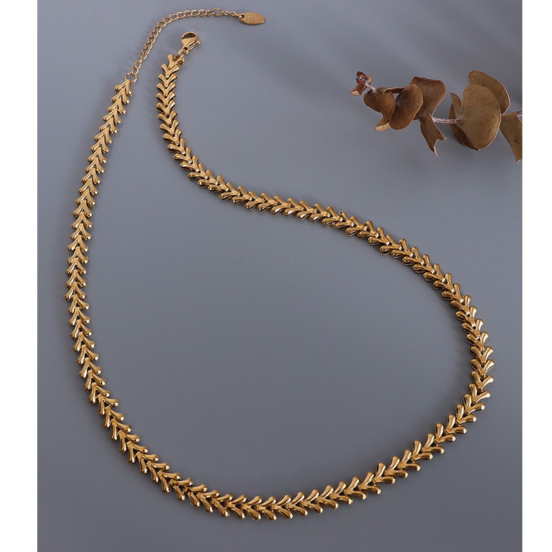 Dây Chuyền Hoặc Lắc Tay Hình Lá Titan Ko Han Rỉ TT 3950