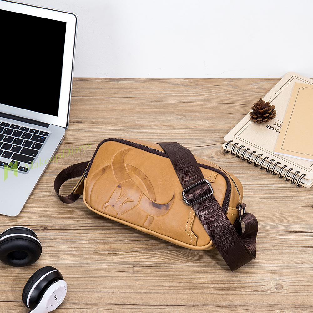 [Hàng Mới] Túi đeo chéo da bò dập nổi vintage màu trơn cho nam | BigBuy360 - bigbuy360.vn