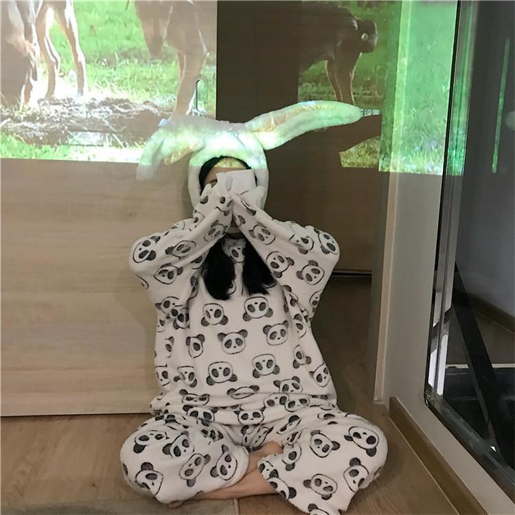 ins  Women Dress Koreanfashion Homewear  Coral  Velvet  Long Sleeve Panda Style  Sleepwear Pajamas Goodquality | BigBuy360 - bigbuy360.vn