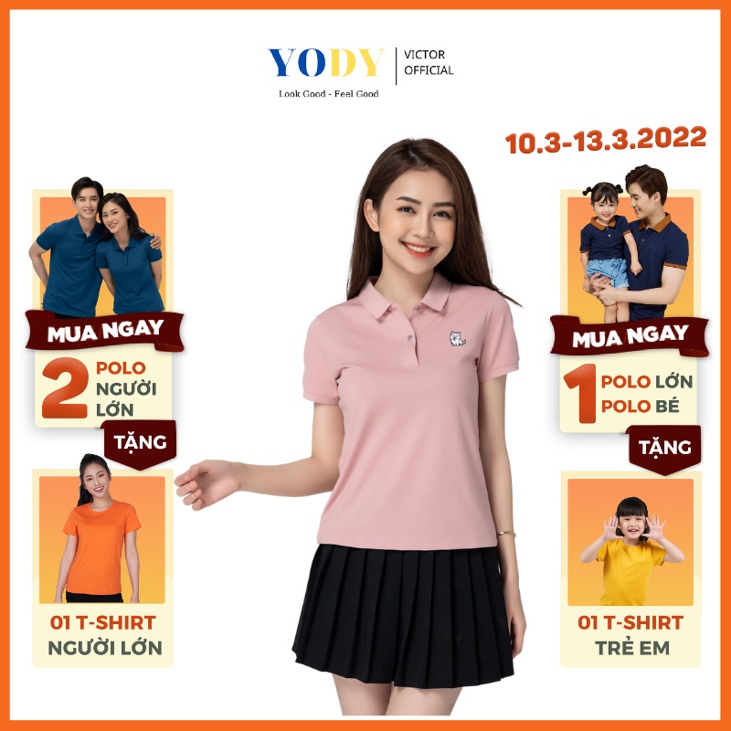 Áo Polo Nữ YODY Pique Mắt Chim Thêu Ngực, Cộc Tay Có Cổ Thoáng Mát APN3878