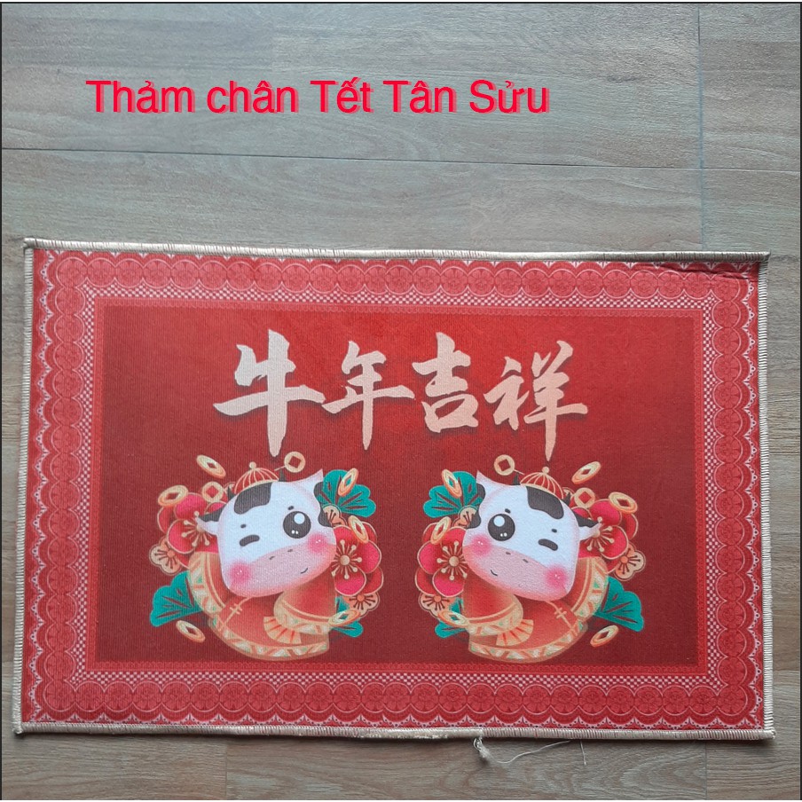 [FREESHIP❤️]Thảm Chân 3D Đón Tết Tân Sửu 2021 Chống Trơn Trượt Bám Sàn (thấm nước chống trượt KT 40x60cm)