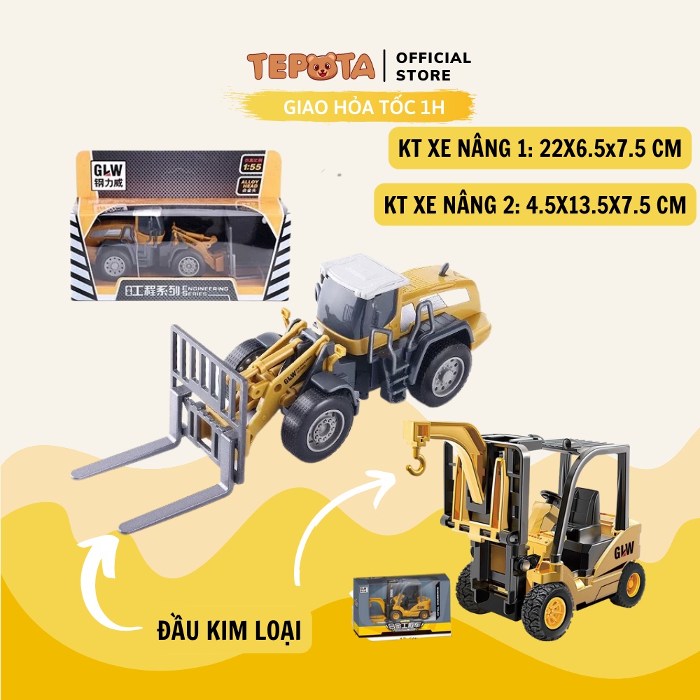 [CÓ HỘP] Xe Nâng Đồ Chơi TEPOTA Mô Hình Xây Dựng Chất Liệu Hợp Kim Cao Cấp An Toàn Cho Bé X03-XENANG