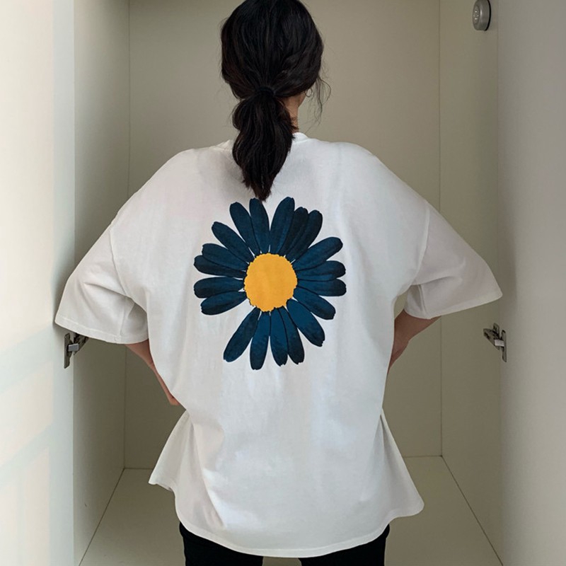 [Baywellfashion]Women Summer Crew Neck College Wind Short Sleeve Floral Print Loose T-Shirt | BigBuy360 - bigbuy360.vn