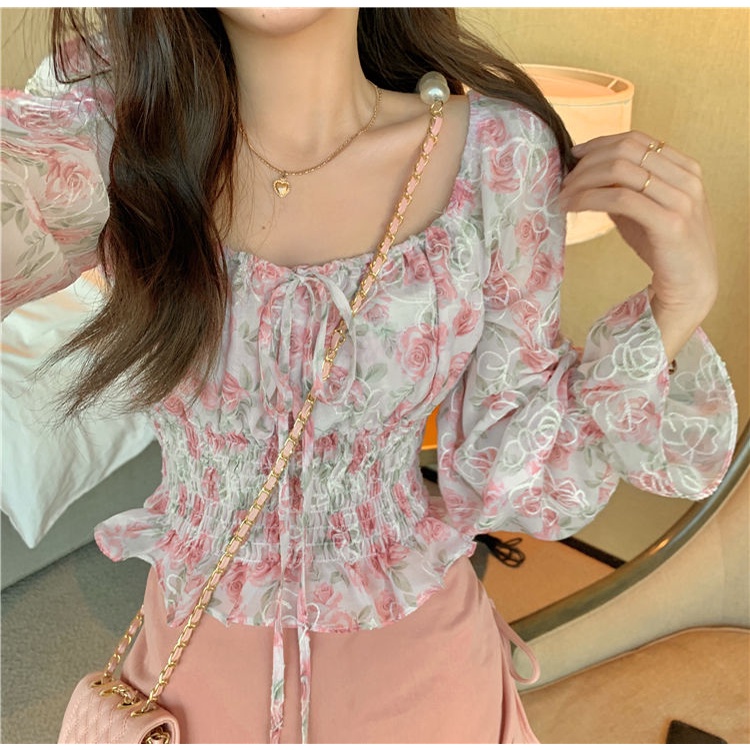 Áo kiểu BH ngắn tay dài thêu hoa thời trang mùa xuân dành cho nữ 2022