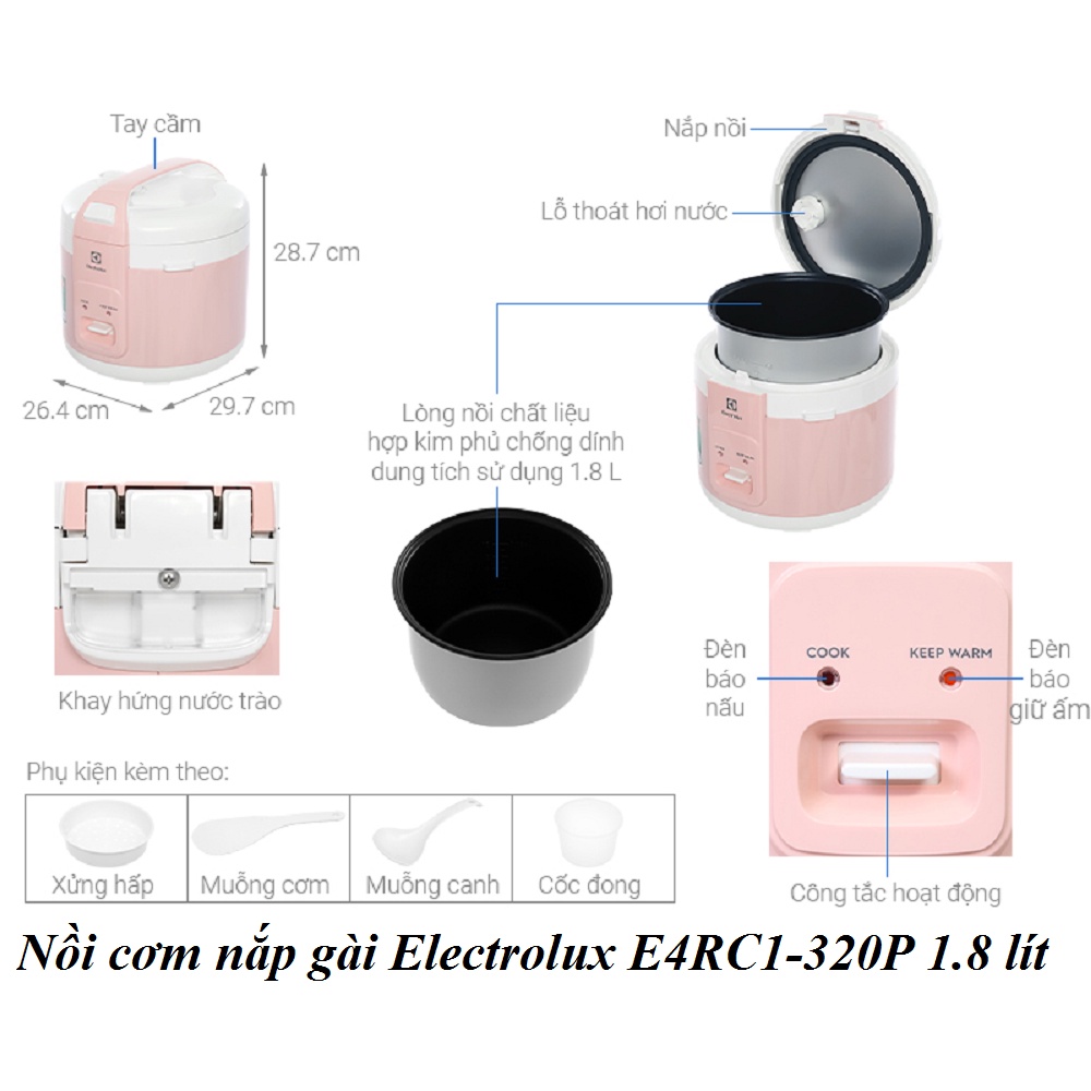 E4RC1-350B -- Nồi cơm nắp gài Electrolux E4RC1-320P -- E4RC1-350B 1.8 lít