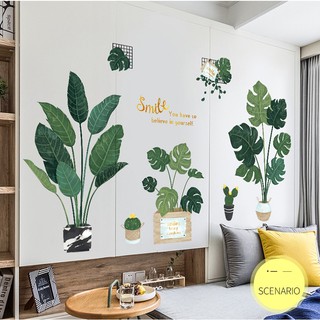[Hàng đẹp]Decal dán tường chậu cây B17 (khổ lớn)