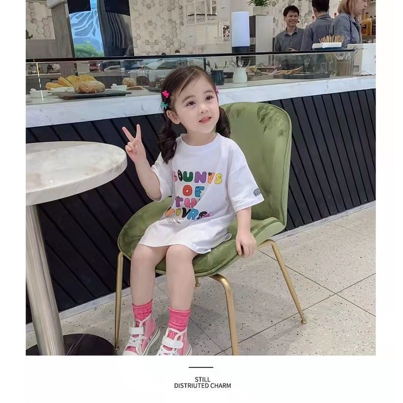 Áo Thun Tay Ngắn Theo Phong Cách Hàn Quốc Dùng Cho Bé Gái