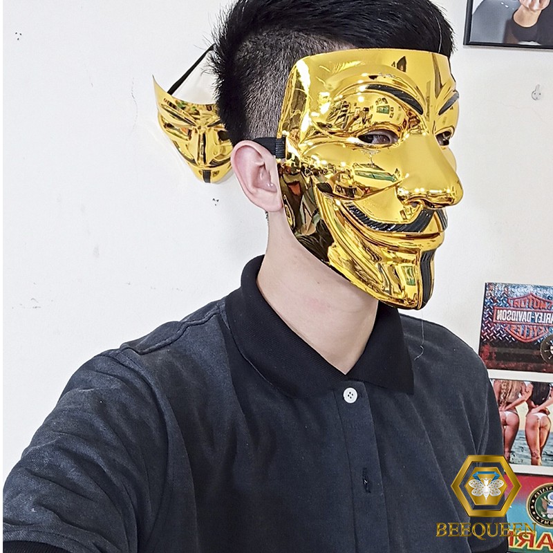 Mặt Nạ Hacker Vàng - Mặt Nạ Anonymous Hóa Trang