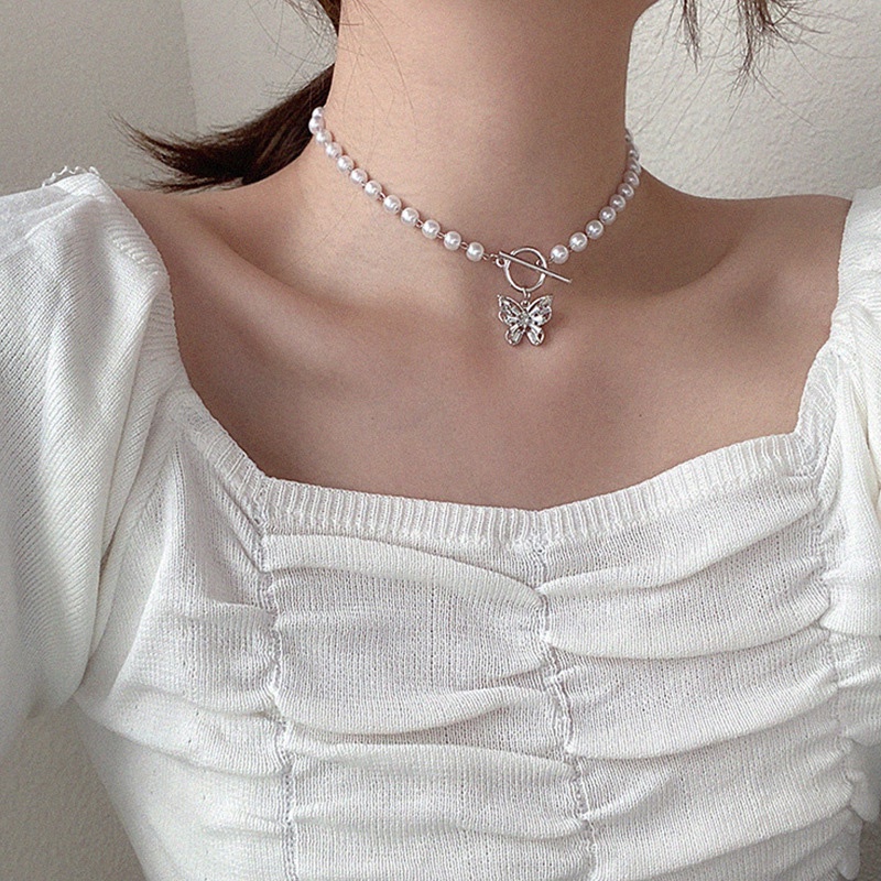 ✨✨Vòng cổ Mặt Bướm Đính Ngọc Trai Thời Trang