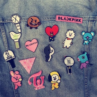 Sticker/miếng dán hoặc khâu bts bt21 exo blackpink wanna one got7 twice