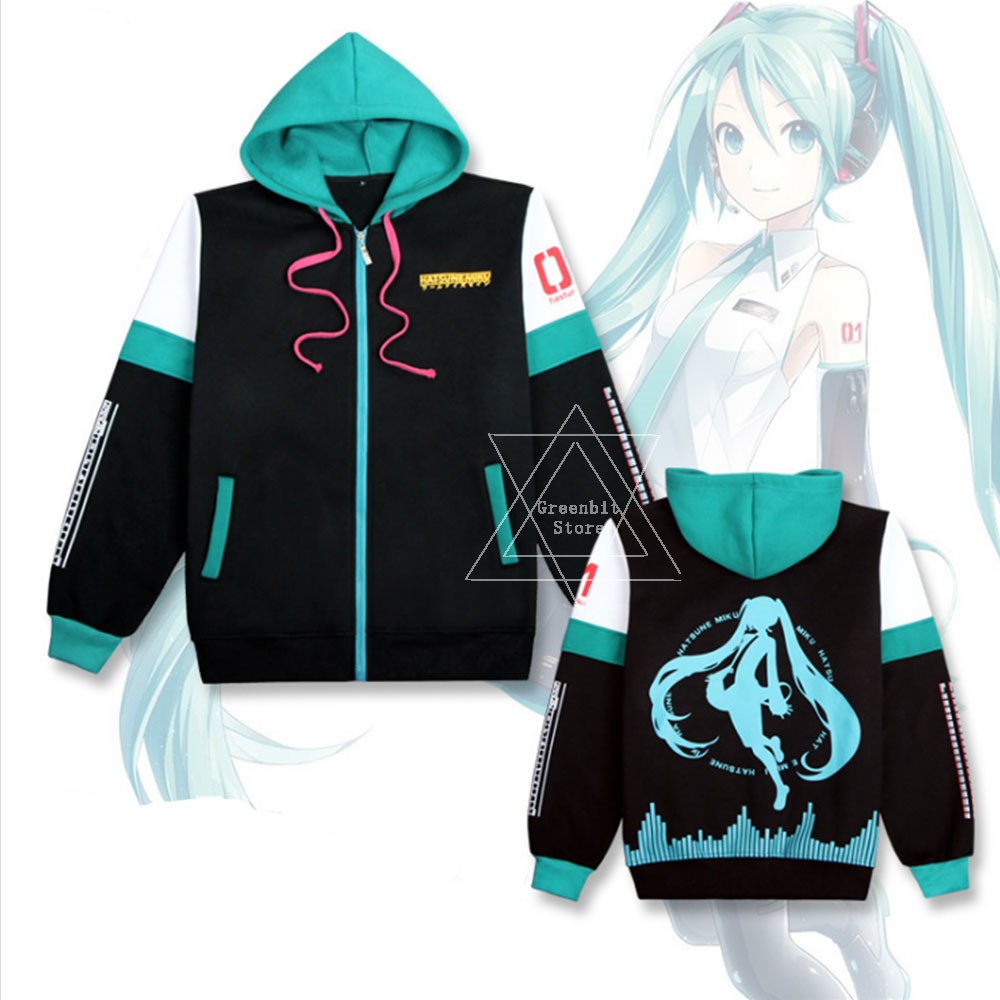 Áo Hoodies tay dài hoạ tiết hoạt hình Hatsune Miku thiết kế phù hợp cho nam và nữ