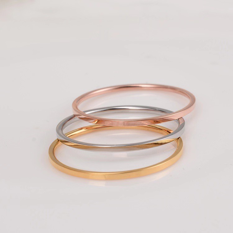Set 3 nhẫn siêu mỏng bằng thép titan mạ vàng đơn giản tinh tế thời trang độc đáo