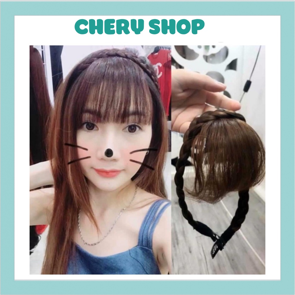 Tóc giả mái thưa 💄 FREESHIP 💄 mái thưa thắt bính 2 kẹp bấm