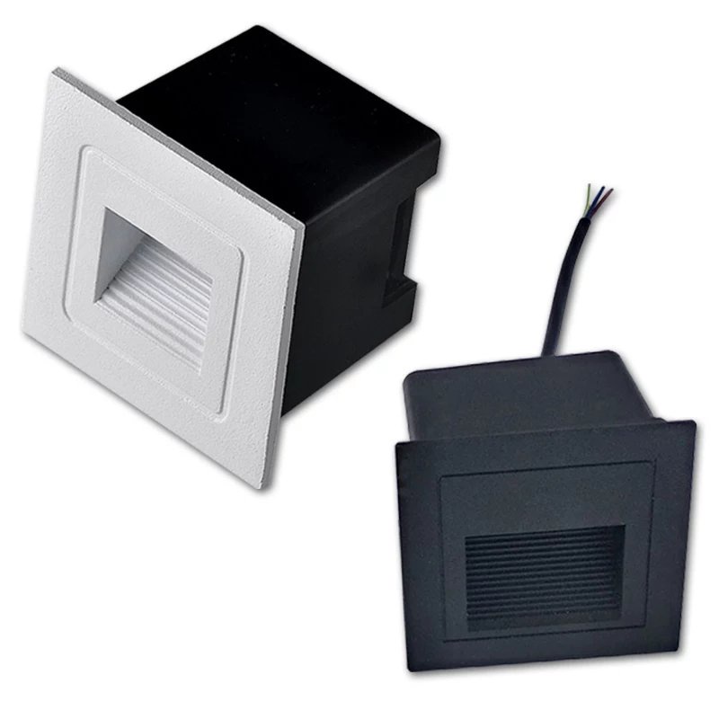 Đèn Âm Tường, Đèn Hắc Chân Cầu Thang  AT-17 Vỏ Trắng/Đen Ánh Sáng Vàng - Bảo Hành 3 Năm