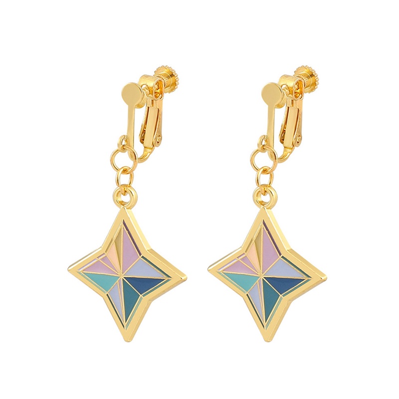 Ygt Genshin Bông Tai Hình Học Ngôi Sao Tráng Men Nhiều Màu Sắc Hóa Trang Cho Nam Và Nữ