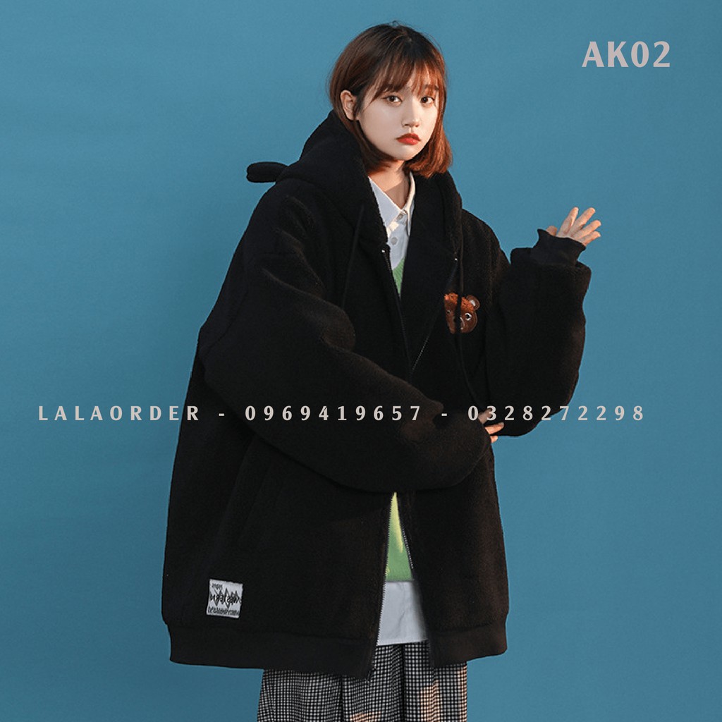 Áo khoác hoodie lông cừu tai gấu bằng bông đáng yêu AK02 - LALA ORDER