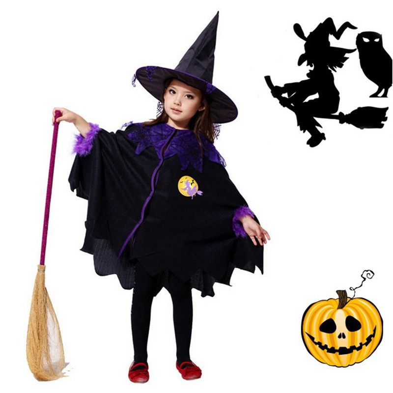 Đầm Hoá Trang Phù Thuỷ Dịp halloween Cho Bé Gái