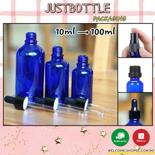 LỌ CHIẾT SERUM XANH DƯƠNG 10ml 20ml 30ml 50ml 100ml bóp nhỏ giọt phun sương nắp vặn/CHAI TINH DẦU THỦY TINH MỸ PHẨM