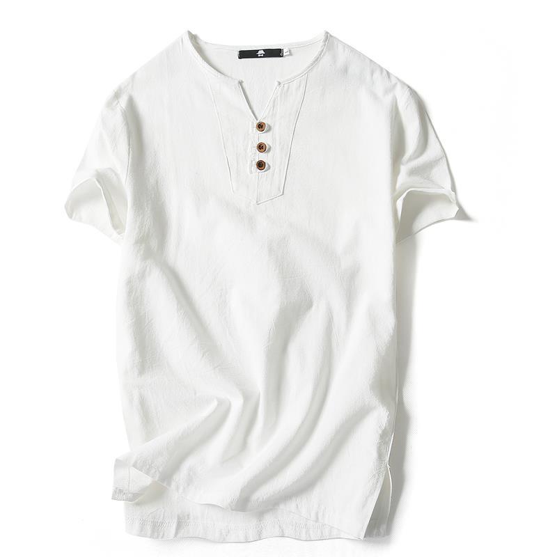Áo Thun Cotton Cổ Chữ V Tay Lửng Dáng Rộng Thời Trang Mùa Hè Cho Nam 2022