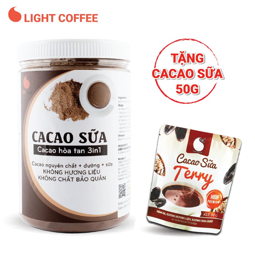 Bột Cacao sữa Light Coffee vị đậm đà, thơm ngon tự nhiên, không hương liệu - Hũ 550g