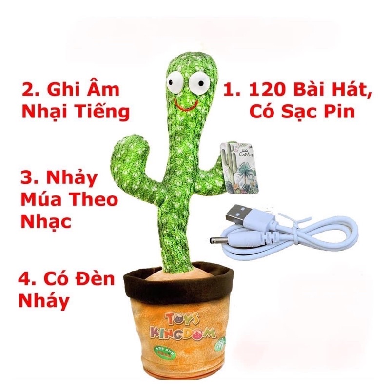 Cây Xương Rồng Nhảy Múa Vui Nhộn Hát 120 Bài Nhạc, Nhại Tiếng Kèm Sạc USB
