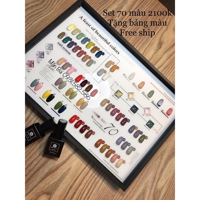 set sơn mỹ 70 chai cao cấp- tặng kèm bảng màu