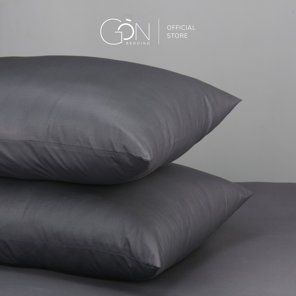 [Nhiều kích thước] 01 Vỏ Gối Nằm Gòn Bedding Cotton Satin Hàn Quốc Màu Xám Đậm