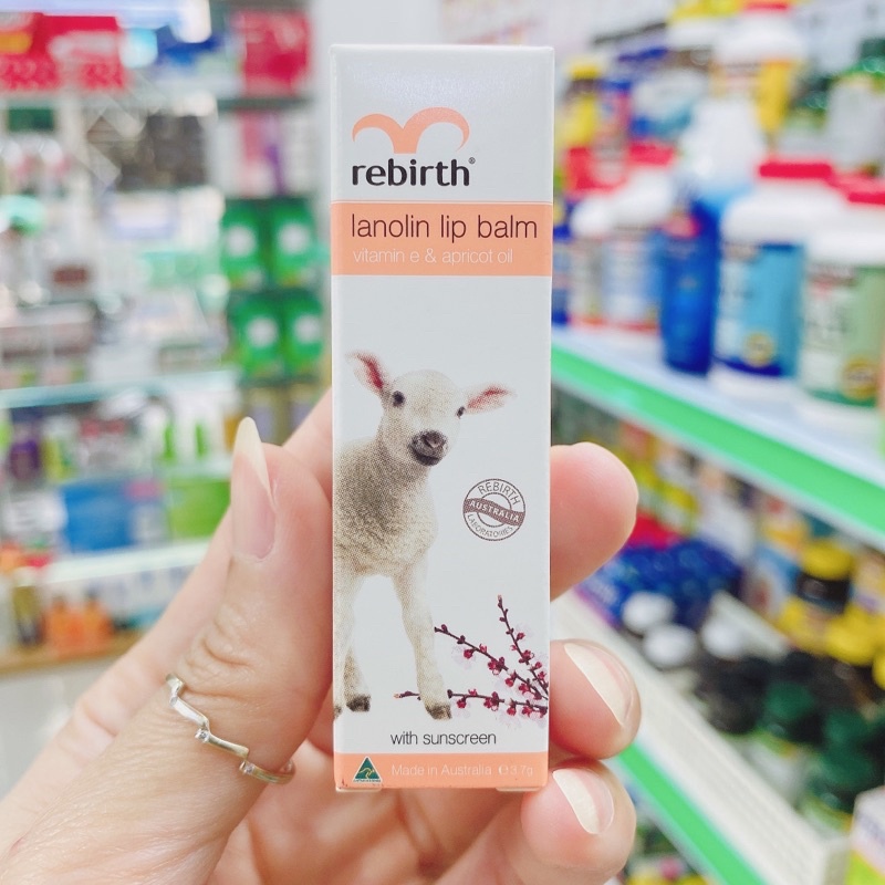 Thỏi son dưỡng môi nhau thai cừu Rebirth lip balm Úc làm mềm môi chống khô nẻ chống nắng