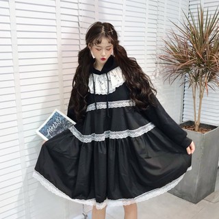 [Ảnh thật] Đầm lolita phối ren có mũ - u.w