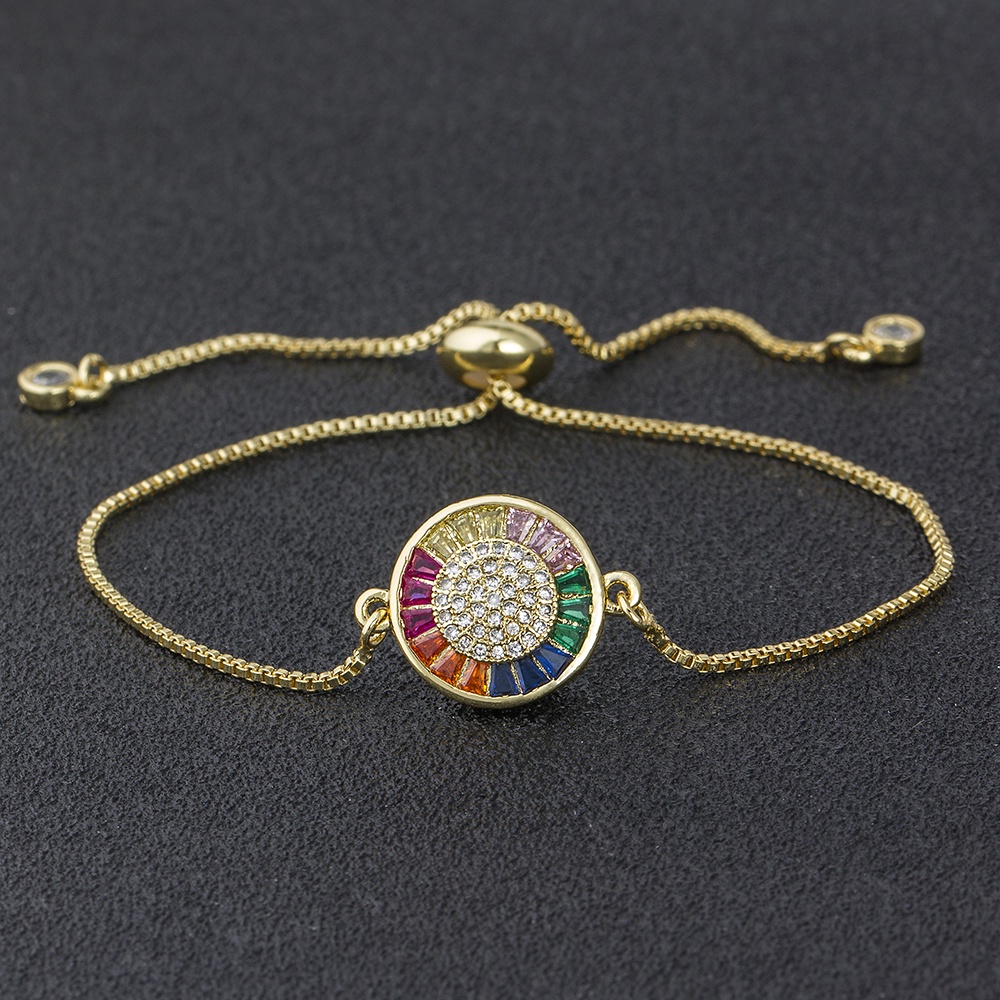 Vòng Tay Chuỗi Tròn Đính Đá Zircon Nhiều Màu Sang Trọng Cho Nữ